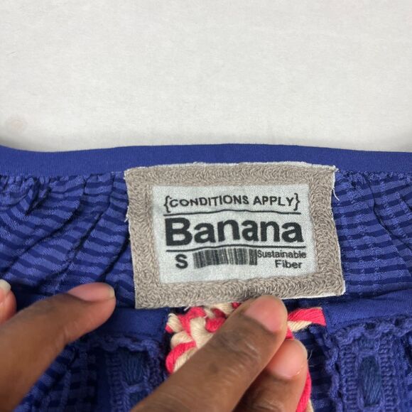 Anthropologie Conditions Apply Dress Small Blue Peasant Boho Tassel Sleeve Tunic - Picture 4 of 13